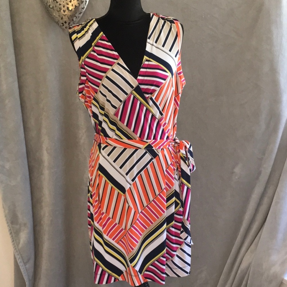 Banana Republic Cross Tie Geometric Dress EUC SZ L
